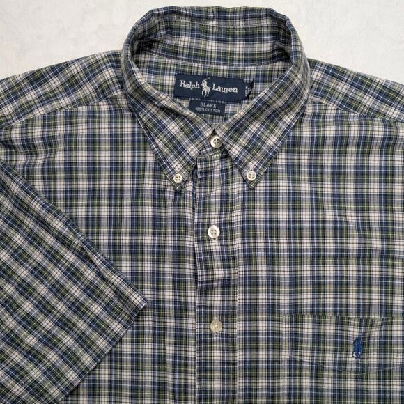 Ralph Lauren Blake Mens Short Sleeve Button Down Shirt - Large Plaid - Picture 1 of 7